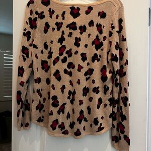 Chico's Leopard Print Sweater - Tan and Red